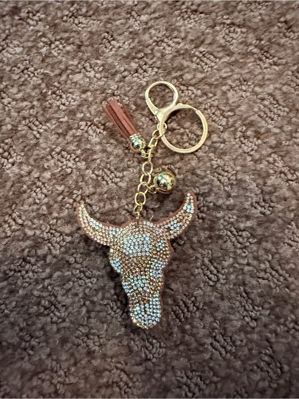 Rhinestone Longhorn Keychain with Tassel